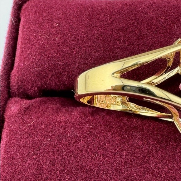 Vintage Jacqueline Kennedy Camrose & Kross Ring Simulated Oval Pink Halo Sz 6 - Picture 3 of 10